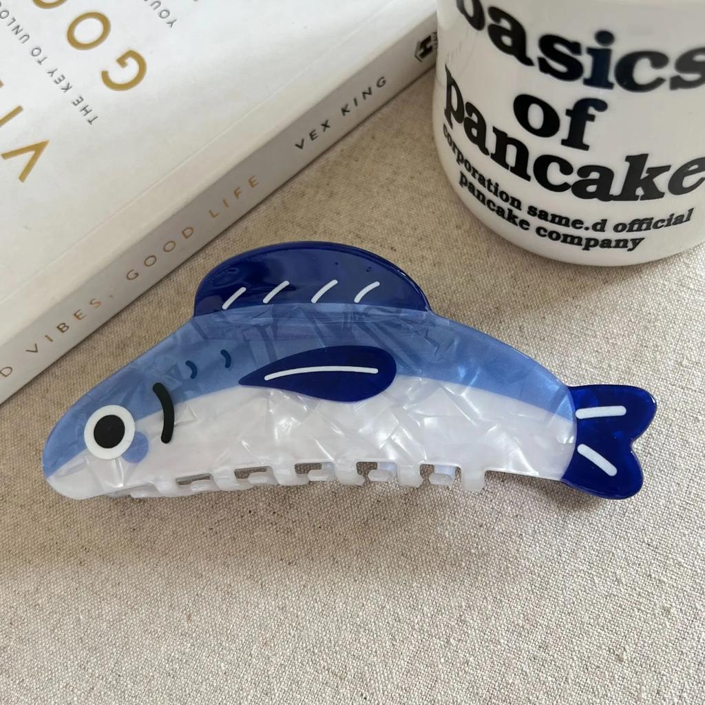 Muweordy Blue Sardine Hair Claw Simulation Fish Marine Animal Claw Clip Beach INS Hot Crab Hair Clips Hair Accessories for Women