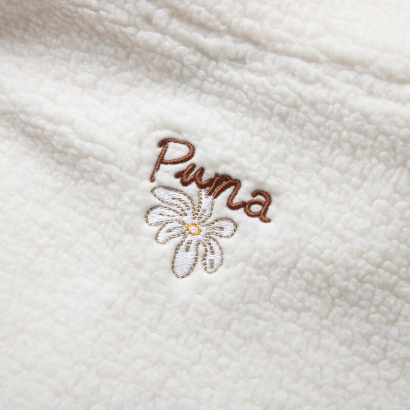 Puma Solid Color Casual Lamb Fleece Loose Long Sleeve Coat Women Outerwear White 625806-65