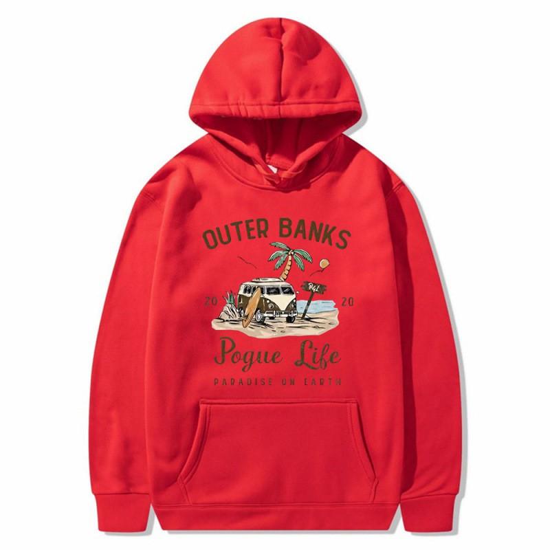 Outer Banks Pogue Life Printed Hooded Sweatshirt Men Loose Fit Fleece Pullover Fall