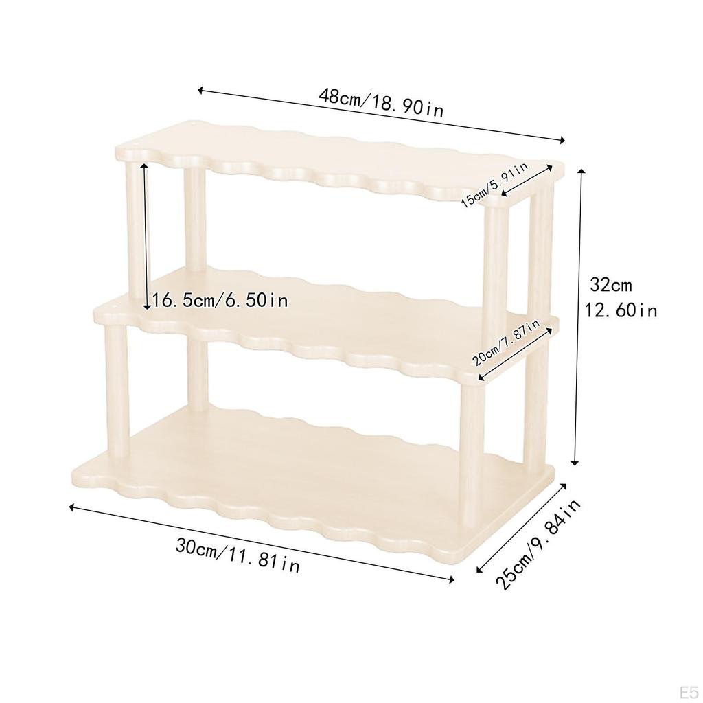 Desktop Rack Cosmetic Stationery Storage Holder Bamboo Three Layer Multifunction Save Space Wooden
