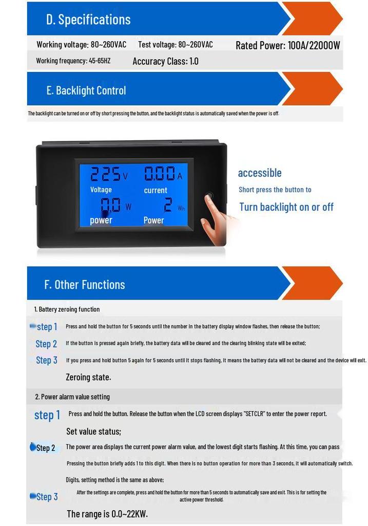 Peacefair AC Digital Multifunction Power Meter: Voltage, Current, Watt, and Electricity Measurement.