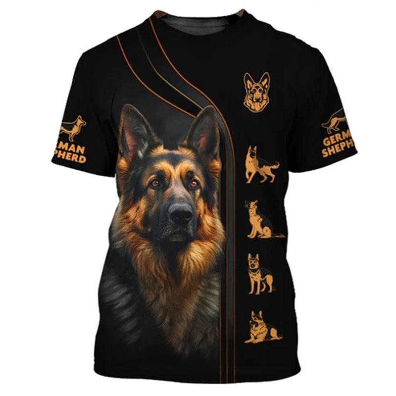 German Shepherd 3D Print T-Shirts Men's Summer Casual Crew Neck Short Sleeve T Shirt Oversized Tees Harajuku Tops Man Clothing