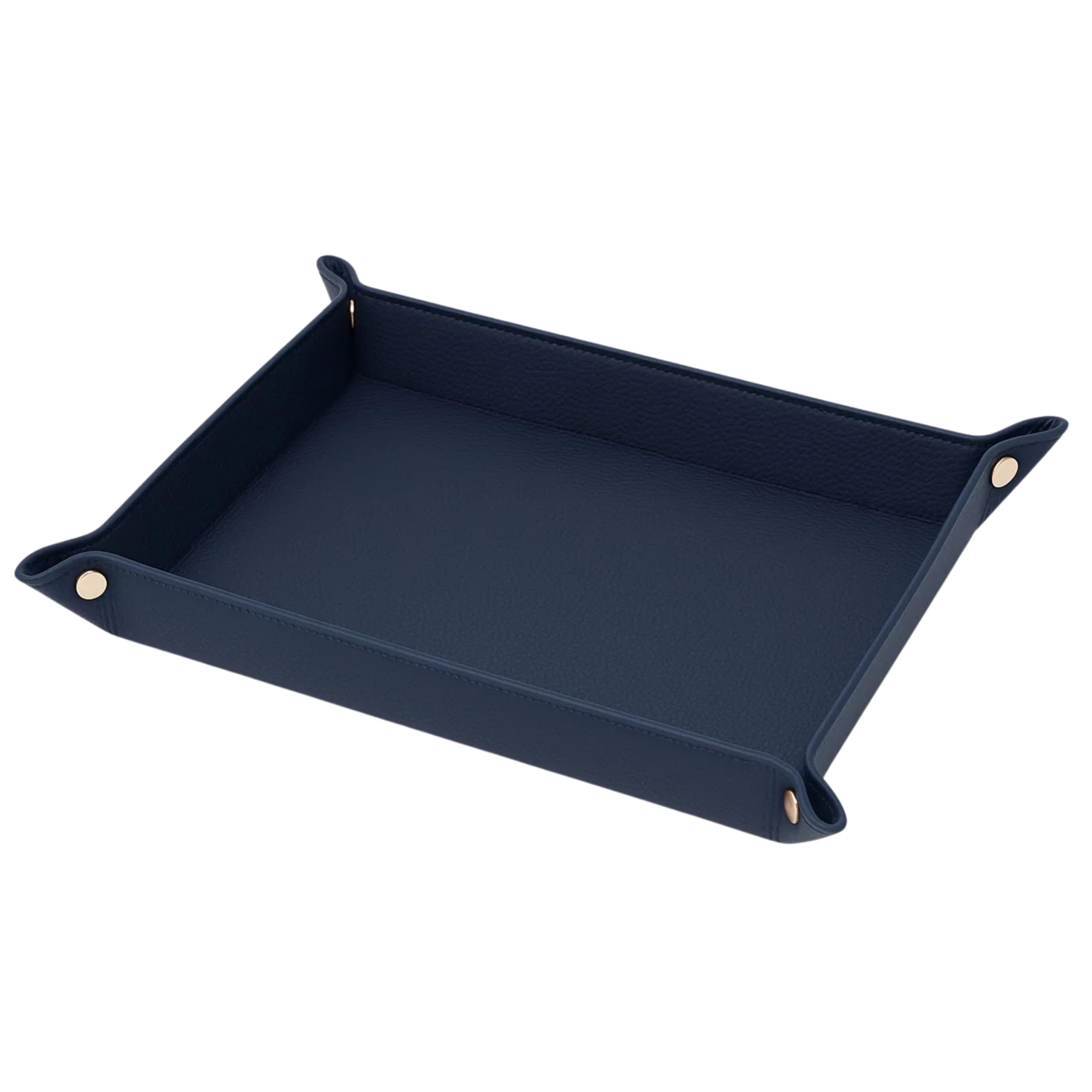 

East Leaf Leather Tray, Tabletop Accessory Tray, PU Leather, Multi-Purpose, Stylish, Perfect for Entryway, Key Holder, Desk Organization (Navy)