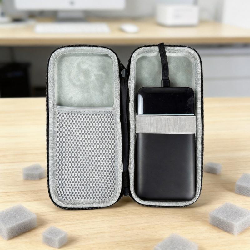 Durability EVA Protective Case For 25SE Powerbank Bag With Soft Lining &Mesh Pocket Perfect For Travel Commuting