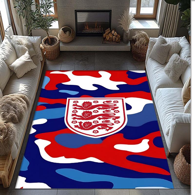 England National Football Team Theme Rug Soft Crystal Velvet Area Rug Non-Slip Floor Carpet for Living Room Bedroom Nursery