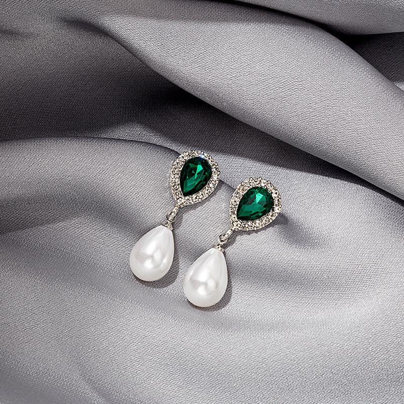 BLINGBAY 2023 Damen Ohrringe Retro Grün Kristall Stein Tropfenform Accessoires Modeschmuck Accessoires Ohrringe Moderner Schmuck Geschenke