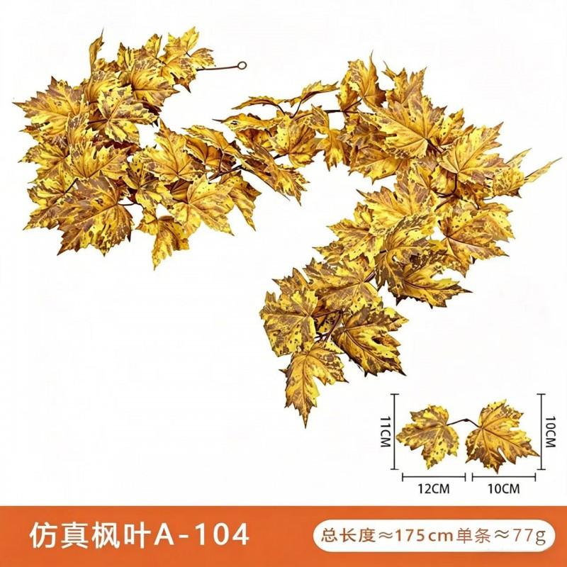 Artificial Maple Leaf Vine Fall Decor Black Leaves Harvest Season Home Decoration Silk Floral Garland