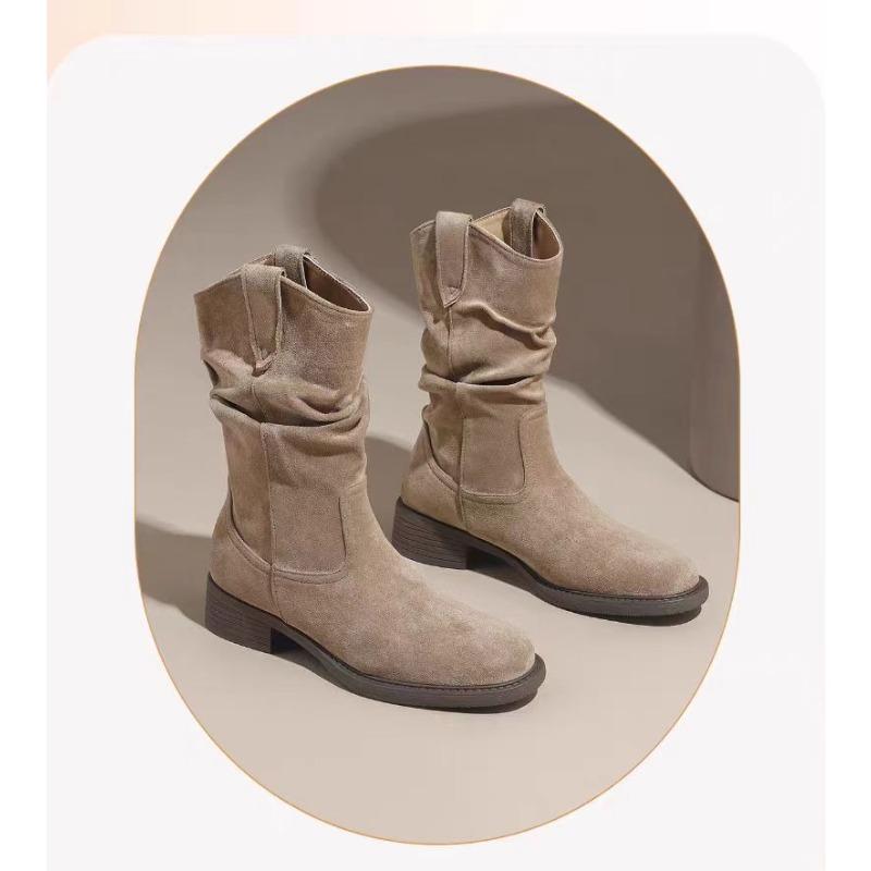 Short Boots, Women's Retro Boots, Thick-heeled Boots, Anti-slip Single Women's Shoes