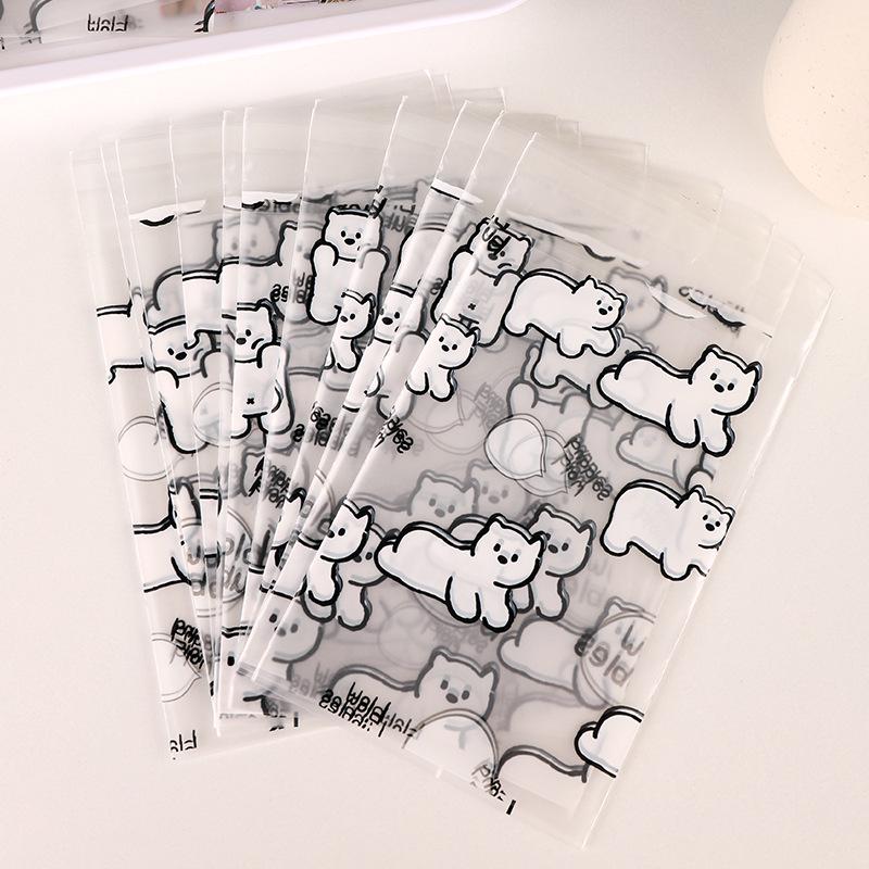 Cute Cartoon Self-Sealing Frosted Storage Bag with Card Slot