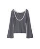 SALON DE YOHN Back Point Stripe T_ Navy