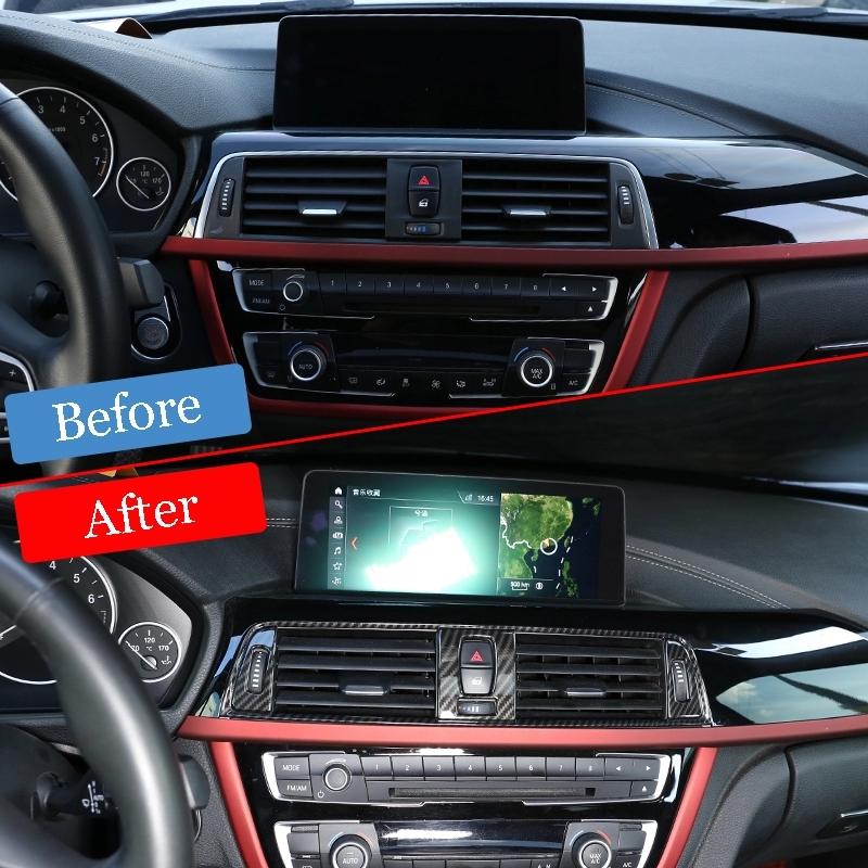 ABS Silver Bil Mittkonsol Luftkonditioneringsuttag Ram Skydd Dekorationsdekal För BMW 3 4 Serie F30 F31 F32 F33 F34 GT 2013-2019