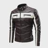 Men's Fashion Patchwork Leather Motorcycle Jacket, Large Size
