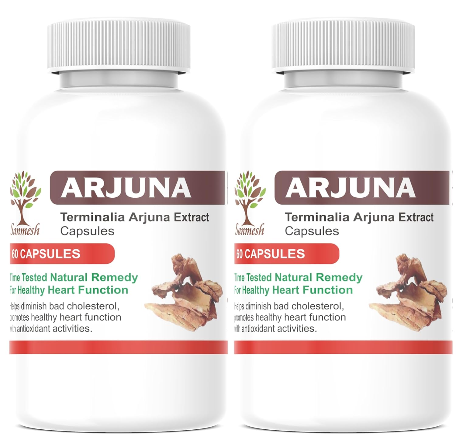 

Sanmesh Ayurvedic Arjuna Capsule Pure & Natural | 60 Tablets 100gm 0.2lbs, Each Pack Of 2