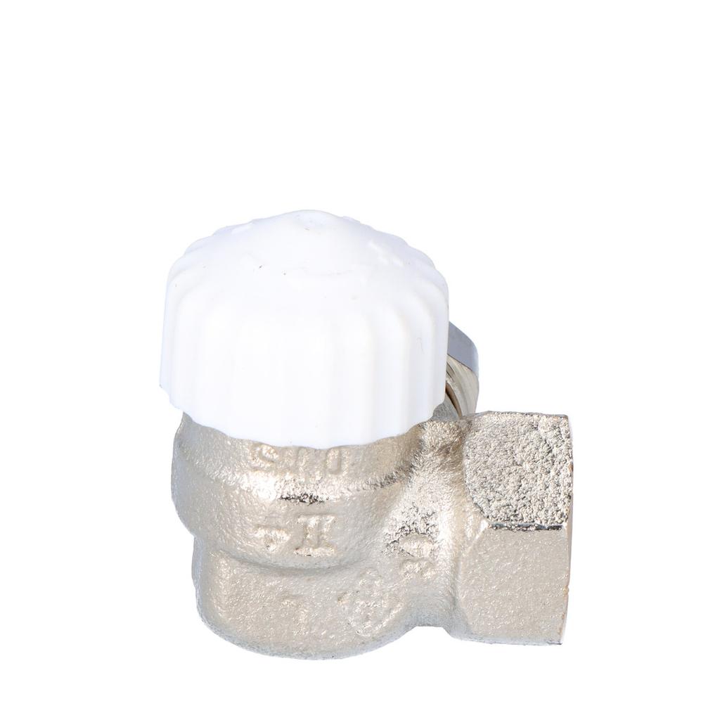 Thermostatic Valve V-exakt II DN15 Nickel-plated, White Cap, Angle-corner D
