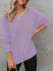 Women's Autumn New Style Crew Neck Long Sleeve Side Slit Checked Waistcoat T-Shirt