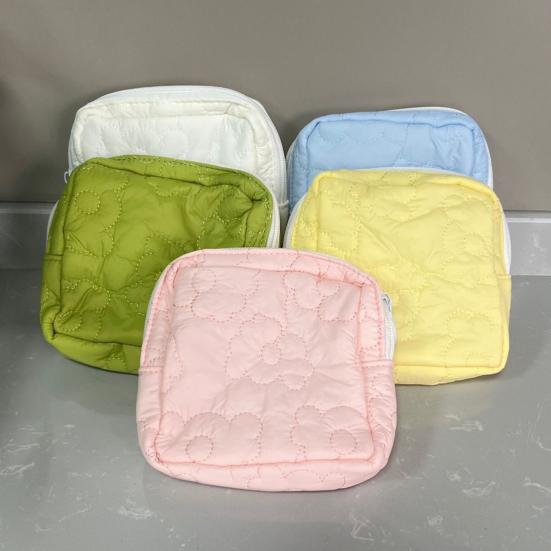 Sanitary Napkin Storage Bag Toiletries Keys Cards Storage Bag Organizer Floral Pattern Zipper Closure Travel Essentials Case