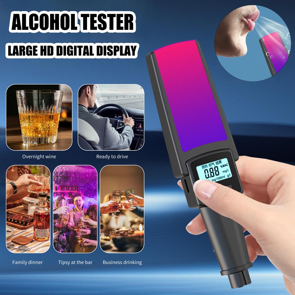 Portable Breath Alcohol Tester LED Digital Display Non-Contact Alcoholmeter Alcohol Tester Accuracy Drunk Driving Car Tester