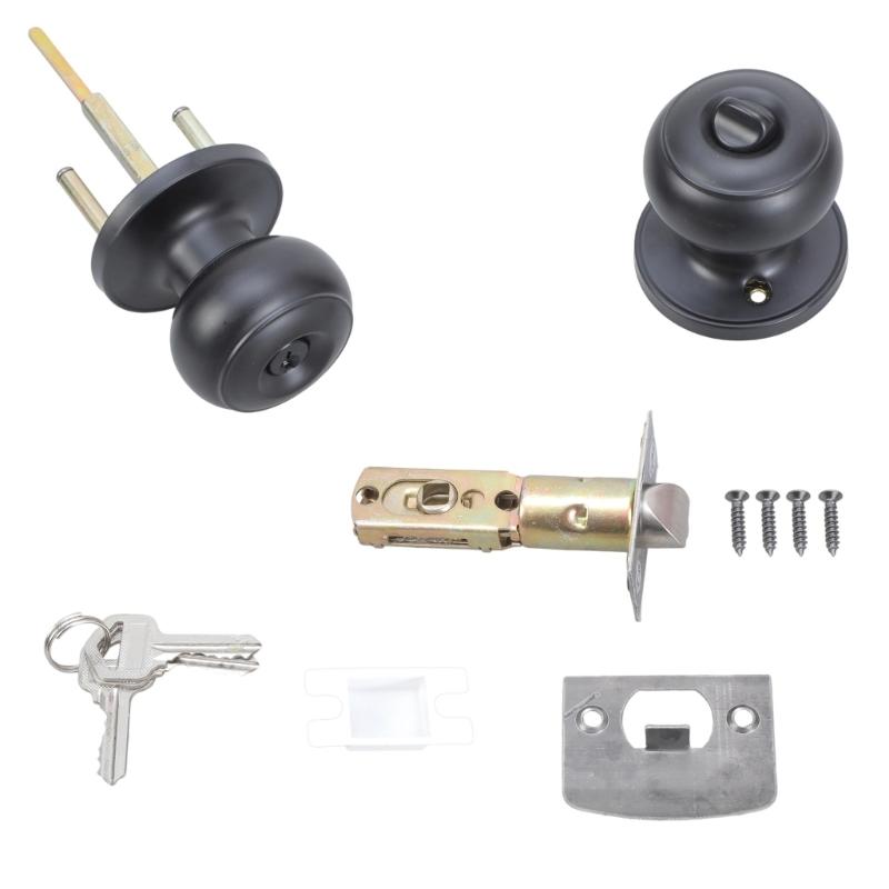 Elegant Door Knobs with Square Rosettes Privacy Lock Portable Accessory for Bedroom and Bathroom Daily Casual Use