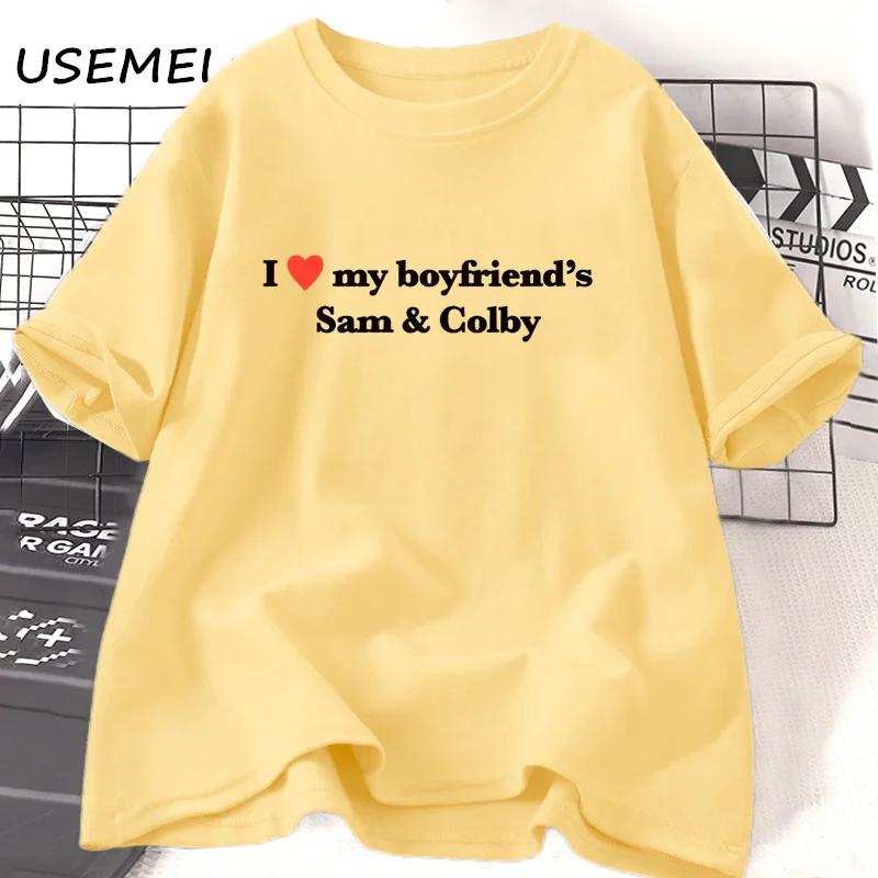 I Love Sam and Colby Tshirt Women Casual Cotton Heart Tshirt 90s Clothes Vintage Harajuku Fashion Streetwear Female Clothing