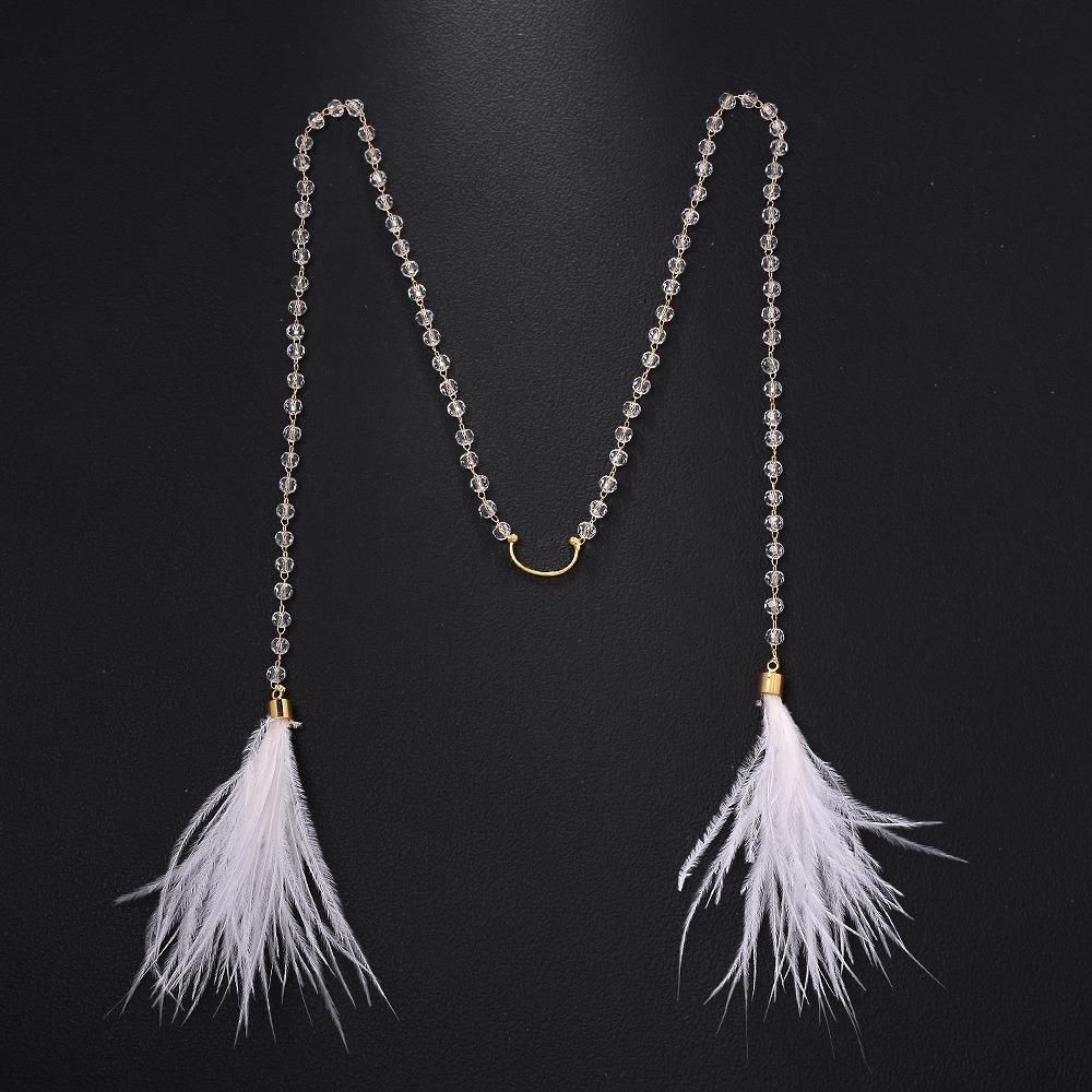 Handmade Design Bead Mask Chain Simple Style Tassel Decoration Metal Mask Chain Sexy Design Feather Face Chain Prom Accessories