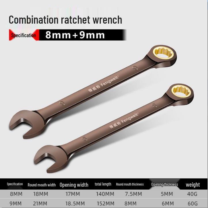 

6-32mm Quick-Open Double-Ended Ratchet Wrench Set for Auto Repair