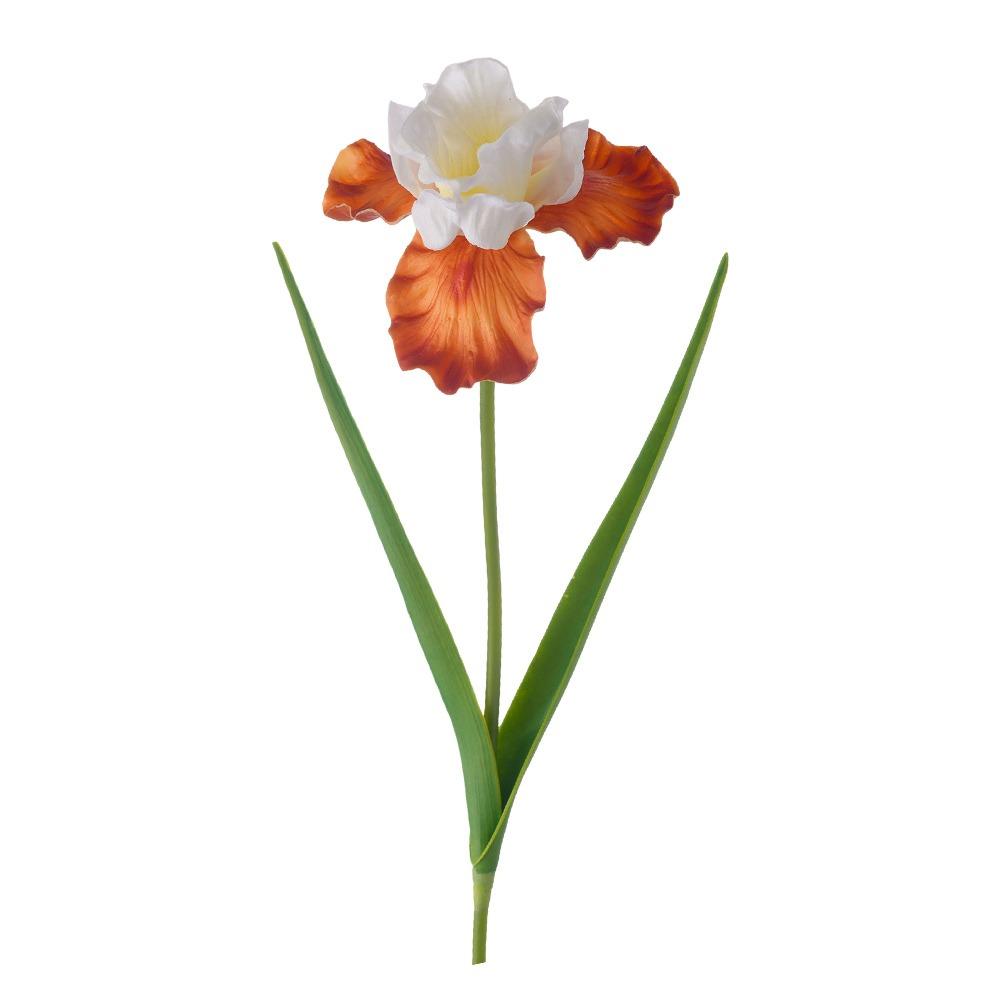 Green Leaves Artificial Iris Flower Multicolor Faux Flower Fleur-de-lis Simulation Flower  Gift оранжевый