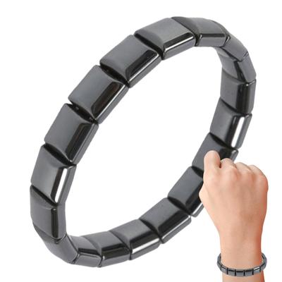 Hematite Bracelet for Men Black Adjustable Stylish Natural Stone Square Bracelet for Dad Husband Boyfriend Birthday Valentine