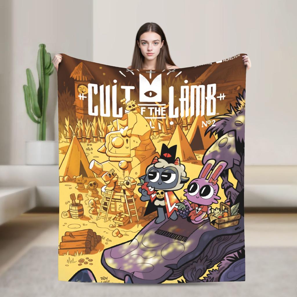 Cult of the Lamb Warm Soft Blankets Picnic Plush Throw Blanket Fashion Home Decor Flannel Bedspread Sofa Bed Cover