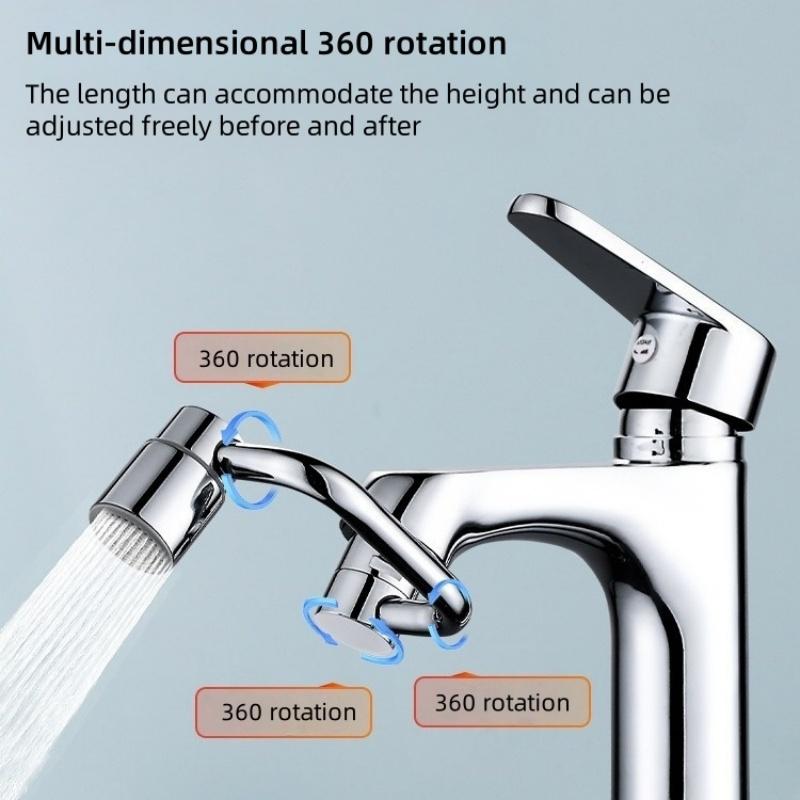Single Gear/Double Gear Universal Swivel Faucet Extender Splash-Proof Kitchen Sink Faucet Aerator Extension with Adjustable Robotic Arm