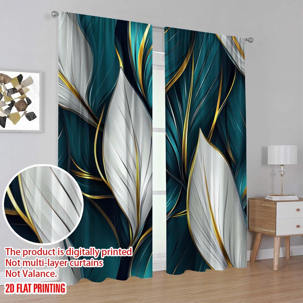 2D Flat Printing 2pcs Curtains Modern Style Versatile 100% Polyester,Without Electricity Party Decorations Suitable for Holiday