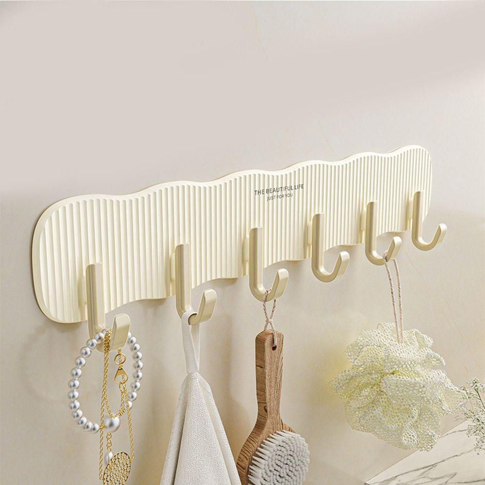Wall Mounted Six Rows Hooks Heavy Duty Kitchen Storage Hook Towels Robe Hook  Home Organization