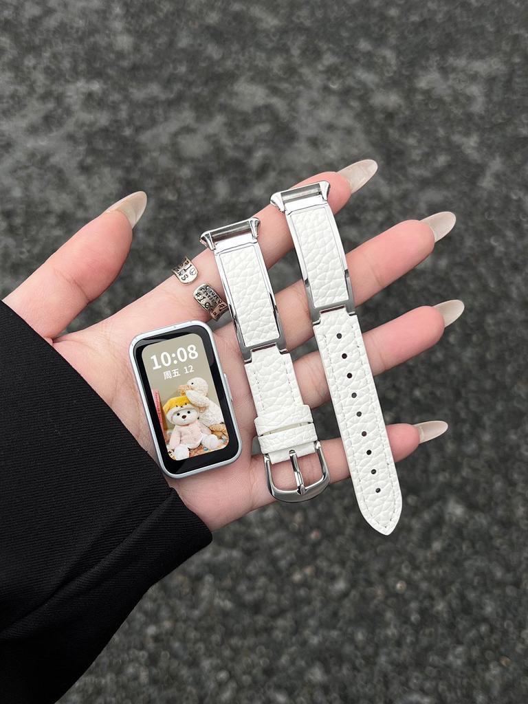 Elegant Metal & Leather Wristband for Huawei Band 11 Pro - Fits 9/8 NFC, 10th Gen, Women's High-end Style