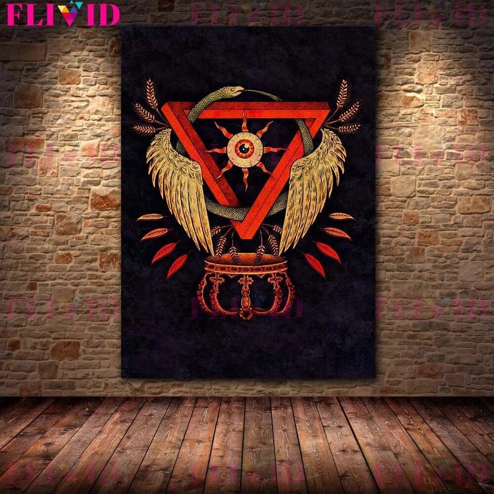 Vampire And Rose Wall Art Canvas Painting Illustration Of Ouroboros Witchcraft And Magic Poster And Print Home Decor No Frame