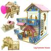 Solid Wood Double-Story Hamster Villa with Climbing Frame and Stairway