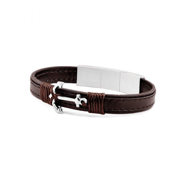 Frank1967 Anchor Leather Bracelet Brown 7Fb-0351