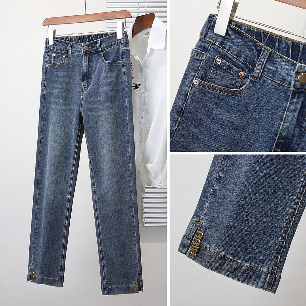 Dimanaf 2024 Plus Size Ženy Džíny Kalhoty Denim Dámské Tužka Elastické Basic Modré Kalhoty s vysokým pasem Oversize Móda Nové Kalhoty