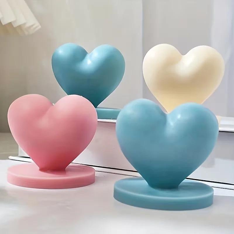 3D Love Candle Silicone Mold DIY Handmade Heart-shaped Soap Gypsum Crystal Crafts Resin Casting Mold Valentine's Day Gift Making
