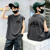 Korean Style Boys' Casual Cotton Sleeveless Summer T-shirt for Middle and Big Kids