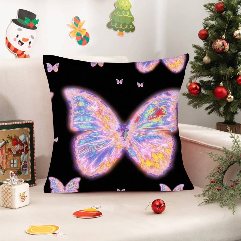 1PC Luxury Pink Cute Butterfly Pillow Case Square  Bedroom Sofa Leisure Comfort Cushion Car Home Decoration Pillowcase 40x40