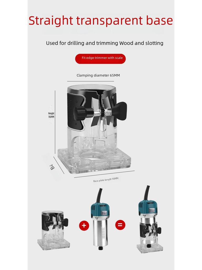 Adjustable Metal-and-Plastic Trimmer Base Cover with Transparent Top and Lifting Lock Accessories
