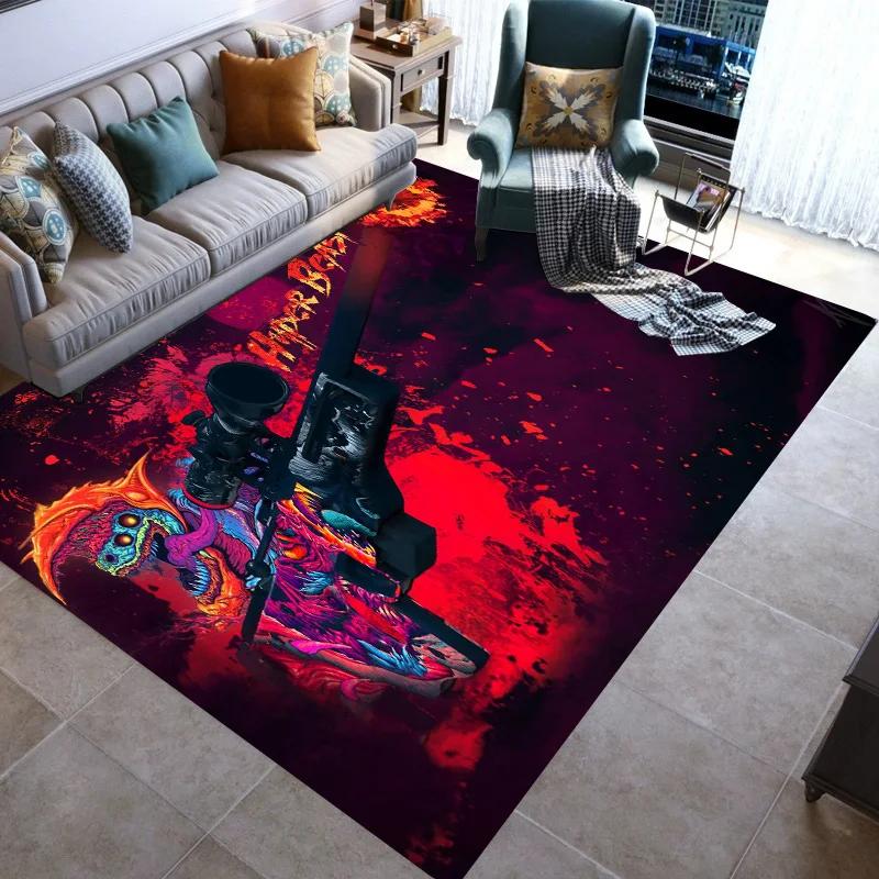 Retro Guns Pistol Ammunition Bullet Cartridge AK M4 Rug Carpet for Living Room Bedroom Decor Non-slip for Sofa Doormat Mat