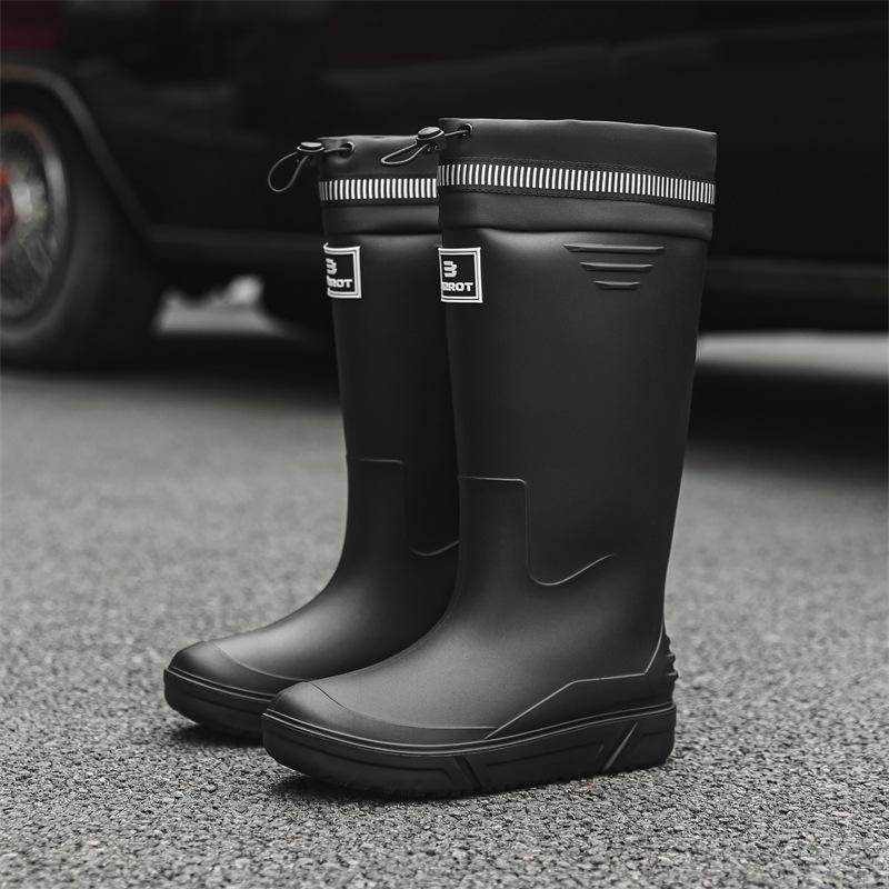 Tall men's rain shoes Medium tube rain boots Soft sole non-slip waterproof boots Rain shoes Outdoor thick-soled casual men's waterproof shoes