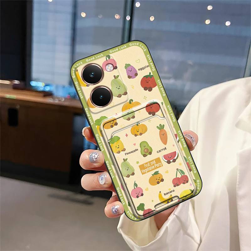 Cute Shockproof Phone Case For Realme P3 Ultra 5G TPU Fashion Design Card Slot Protective Silicone Card Bag Graffiti