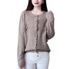 Early Autumn Women's Round Neck Knit Cardigan - Solid Color, Lightweight, Loose Wool Sweater