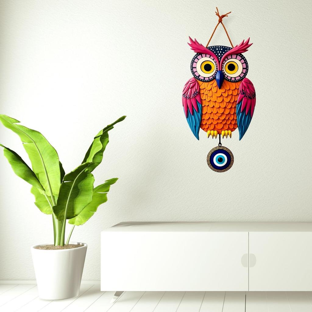 Suspension Murale en Bois en Forme de Hibou pour Décoration d'Intérieur | Décoration Œil Maléfique Salon, Salle à Manger | Œuvre d'Art Moderne | Article Design en MDF
