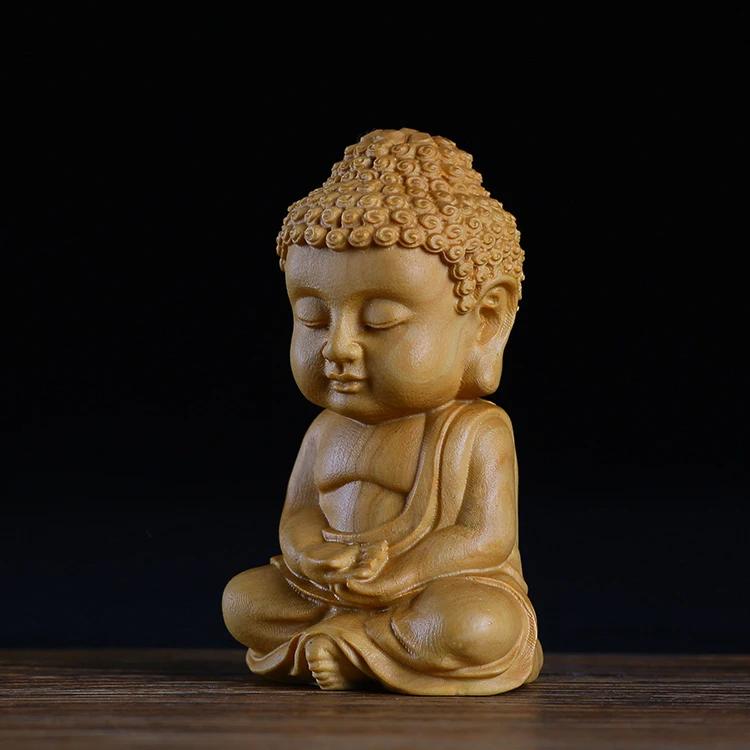 Wood Carving Buddha Statue of Tathagata Cultural and Handicraft Ornaments Wooden Carving Gift Home Desktop Decorations