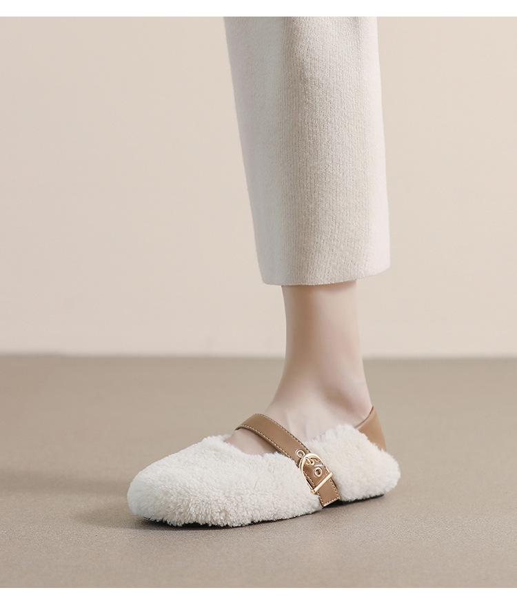 Weiwei Girl 138-1 Women's Fur-Lined Mary Jane Flats for Autumn/Winter
