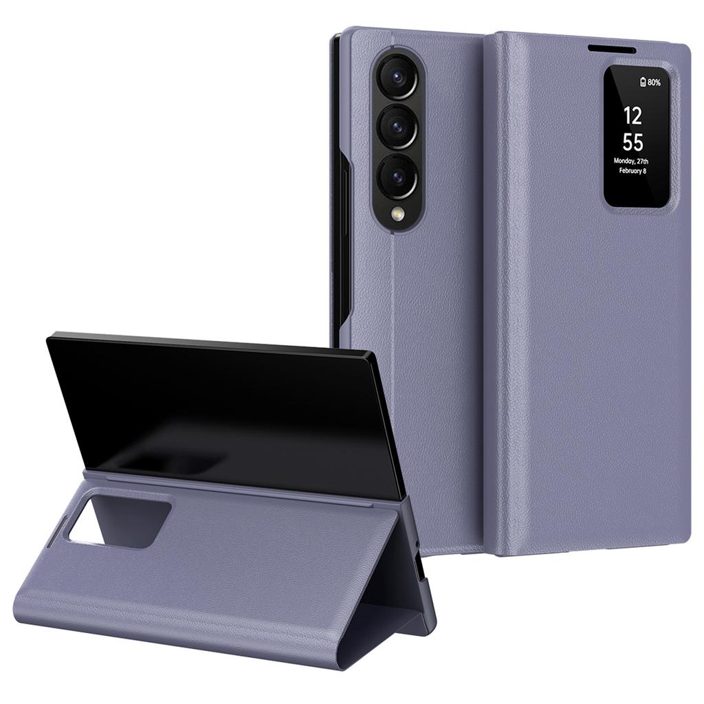For Samsung Galaxy Z Fold4 5G Case Leather Phone Cover with View Window Card Slot