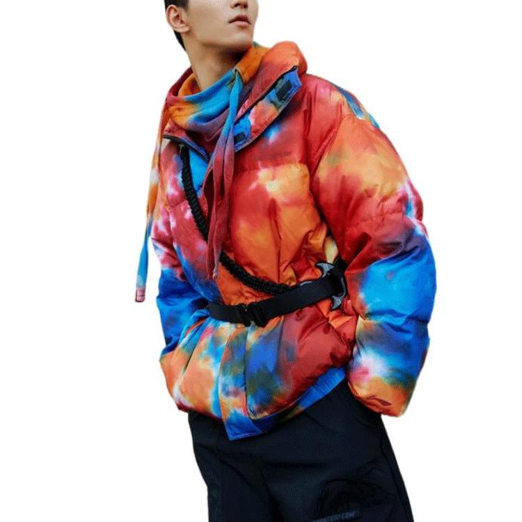 Li Ning CF Série Wu Xing Tie-Dye Veste Lâche en Duvet de Canard Courte Veste Homme Multicolore AYMR512-1