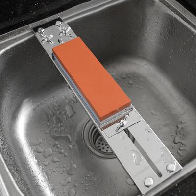 Fregadero Estante de afilado fijo Soporte ajustable de acero inoxidable Afilador doméstico Piedra de afilar Antideslizante Afilado rápido de seguridad Caliente